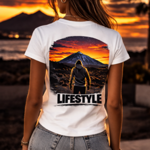 Lifestyle Canarias – Camiseta Mujer Teide Sunset (blanca)