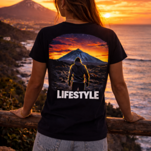Lifestyle Canarias – Camiseta Mujer Teide Sunset (negra)